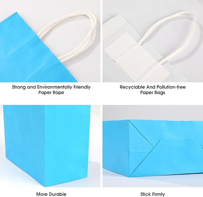 XPCARE 100Pcs Paper Gift Bags 6.3x3.15x8.66'' Kraft Paper Party Favor Bags | Bulk Rainbow Goodie Bags Small Gift Bags with Handles for Kids Birthday Baby Shower Crafts Wedding Party Supplies - Image 5