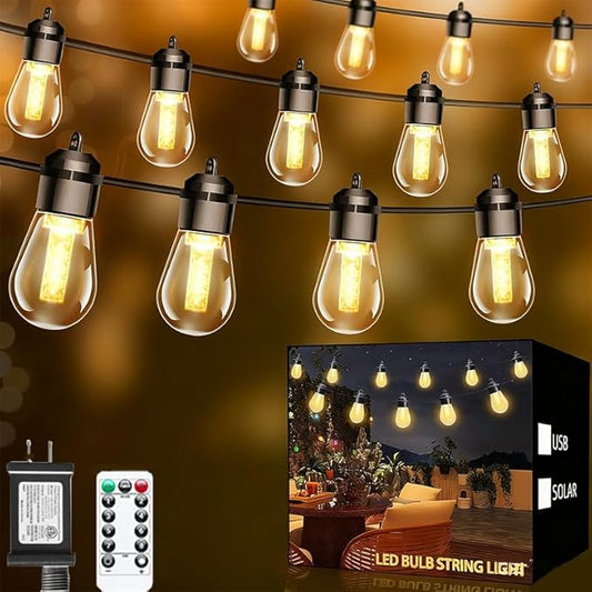 Outdoor String Lights with 20 Shatterproof Patio Deals S14 Vintage Edison Bulbs,2700K Dimmable Outdoor Lights,IP65 Waterproof LED String Lights for Outside, Patio Lights