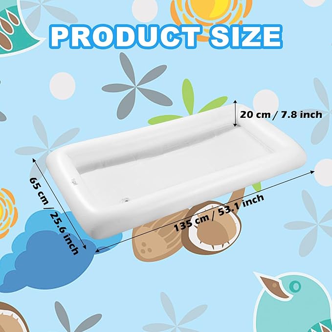 Inflatable Ice Serving Buffet Bar with Drain Plug - BBQ Picnic Pool Party Supplies Buffet Salad Food & Drinks Tray for Party Picnic & Camping (Pack of 1, 53 x 25.6 inches)