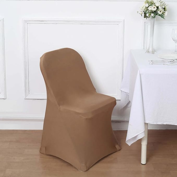 Tableclothsfactory Stretchy Spandex Fitted Folding Chair Cover Dinning Event Slipcover for Wedding Party Banquet Catering - Taupe - Image 6