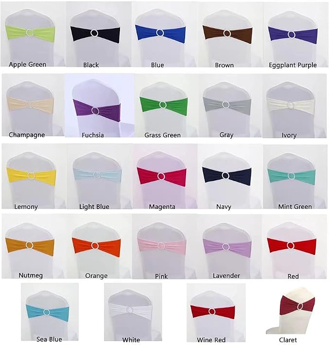 Stretch Chair Sashes Bow, Pack of 50 Stretch with Buckle Chair Bands for Wedding Banquet Birthday Graduation Party Anniversary Prom Celebration Chair Decorations(Creamy White) - Image 4