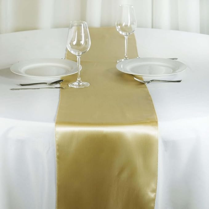 Balsa Circle 10 pcs 12 x 108 inch Champagne Satin Table Runners Wedding Table Top Party Supplies Reception Linens Decorations - Image 3