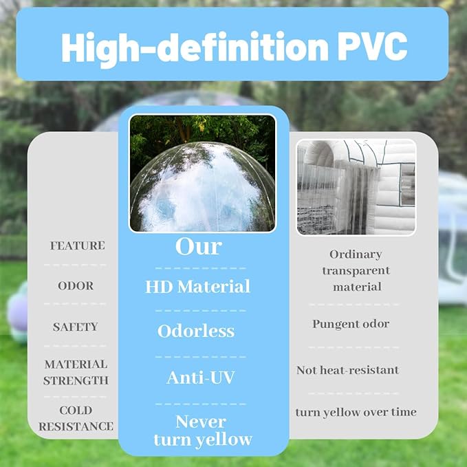 Inflatable Bubble House Tent – 10FT Clear PVC Bubble Dome with Air Pump & Blower, Commercial-Grade Weatherproof Bubble Tent for Garden, Parties, Parks (White)