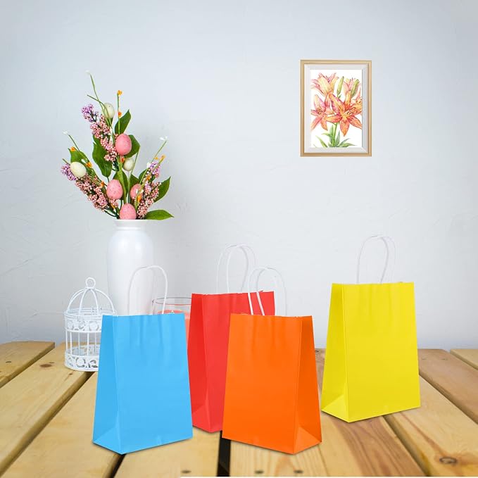 XPCARE 100Pcs Paper Gift Bags 6.3x3.15x8.66'' Kraft Paper Party Favor Bags | Bulk Rainbow Goodie Bags Small Gift Bags with Handles for Kids Birthday Baby Shower Crafts Wedding Party Supplies - Image 8