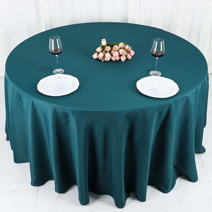 Tableclothsfactory 10PCS | 120" Wholesale Round Tablecloth Polyester Round Table Linens for Wedding Party Banquet Restaurant - Peacock Teal for Party & Decorations - Image 3