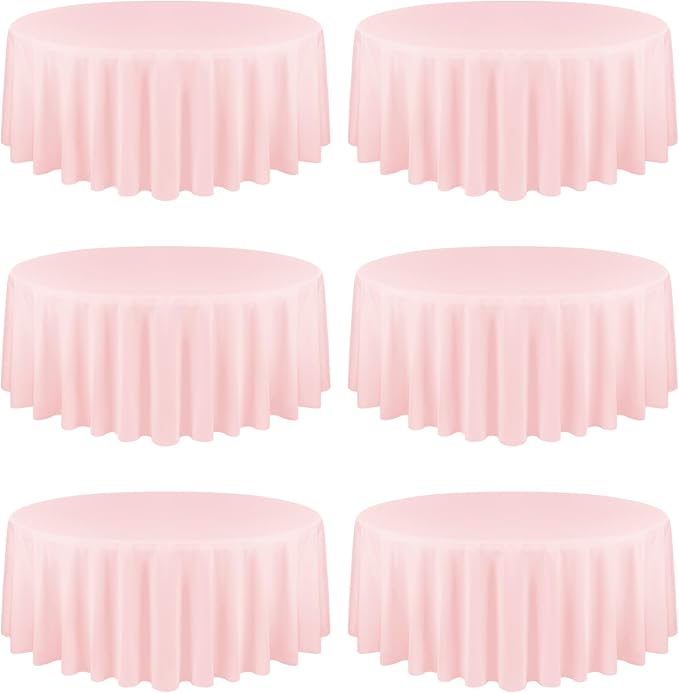 YMHPRIDE 6 Pack Round Tablecloths - Pink, 90 Inch Polyester Round Table Cloth, Washable Fabric Table Covers for Wedding, Party, Dining, Banquet by YMHPRIDE