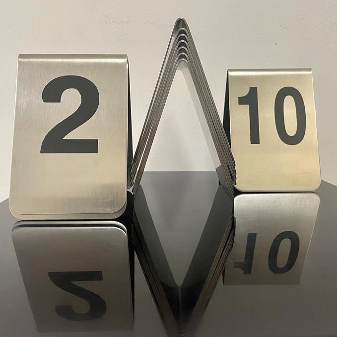 Metal Place Cards Stackable Tent Style Table Numbers,Place Card Holders for TRPG Wedding Party Restaurants Cafes Bars Gatherings Meeting Room Board Games (Black, Large 1-10) - Image 2