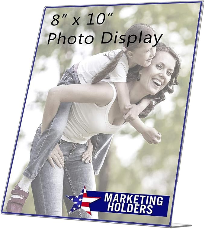 Marketing Holders 2 Pack Acrylic Sign Holder for 8" x 10" Printed Media Clear Plastic Side Load Slanted Countertop Display for Reception Desks in Medical Offices Clinics and Hospitals by MarketingHolders