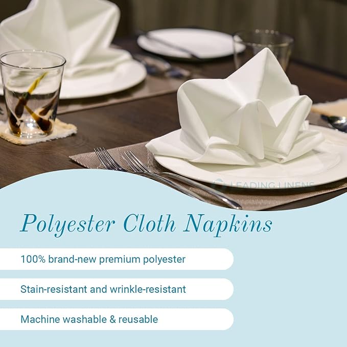 200 pcs Orange 20"x20" Polyester Cloth Napkins | Premium, soft, & durable square linen napkins, perfect for weddings, dining, restaurants, & parties. Washable. - Image 2