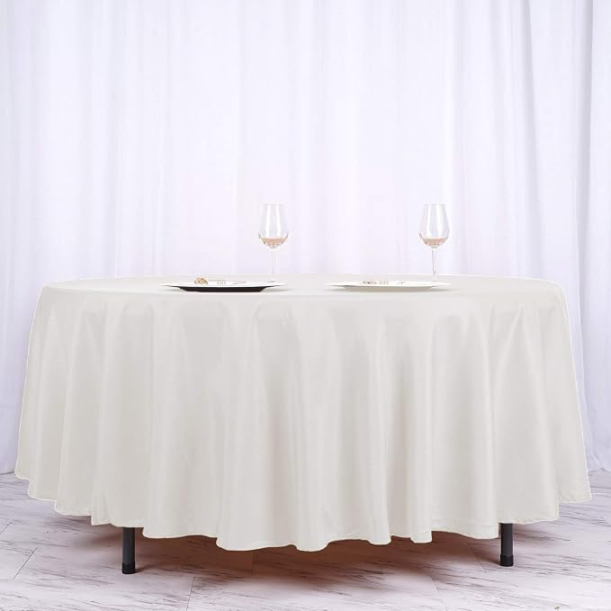 Balsa Circle 6 pcs 108 inch Ivory Round Polyester Tablecloths Fabric Table Cover Linens for Wedding Party Banquet Reception Events Kitchen Dining - Image 5