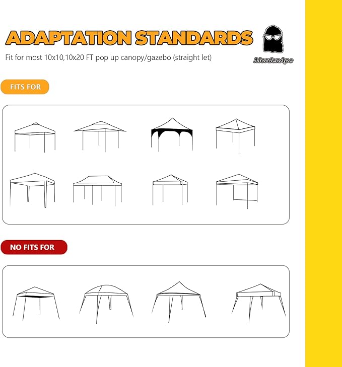 Clear Sidewall - Transparent Canopy Walls, Sidewall for 10x10 Pop Up Canopy - Straight Leg, 1 Pack (Khaki)