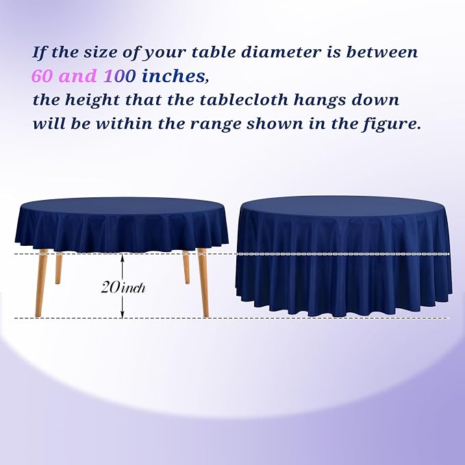 Teruntrue 12 Packs Navy Blue Round Tablecloths 120 inch Round Table Cloth, Washable Polyester Fabric for Wedding Parties Banquet Holiday Dinner Table Decorative, Navy Blue - Image 5
