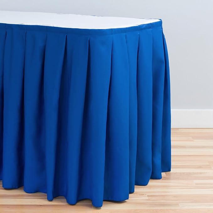 LTC LINENS Royal Blue Table Skirt – 17 Ft Pleated Polyester Table Skirting for 6 Ft Rectangular or 60 Inch Round Tables – Event, Conference, Graduation, Party Decor – Includes 17 Skirt Clips - Image 2