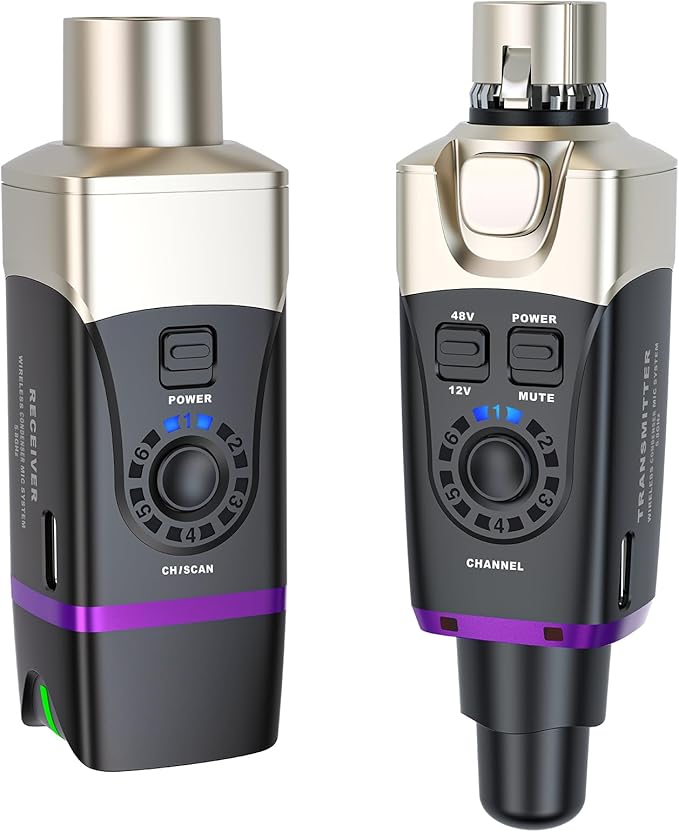 Xvive U35C Wireless Microphone System 5.8GHz Wireless XLR Transmitter and Receiver for Condenser Microphone, Audio Mixer, PA System, Channel Scan Mode
