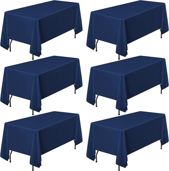 Pesonlook 6Pack Navy Blue Tablecloths for 6 ft Rectangle Tables, 60 x 102 Inch Rectangle Table Cloth Polyester Fabric Washable Table Cloth for Wedding Reception Banquet Party Restaurant by Pesonlook