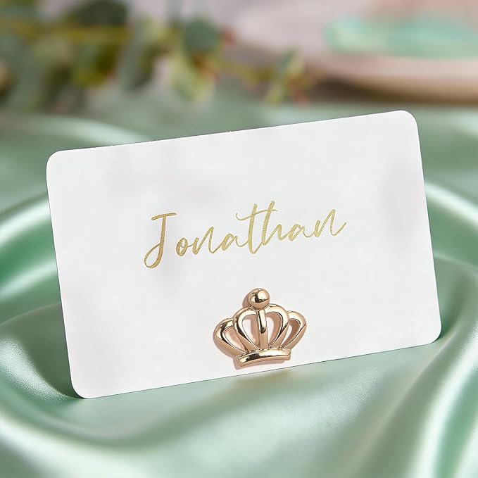 UNIQOOO 24Pcs Decorative Crown Place Card Holders Bulk, Queen Crown Name Card Stands Set, for Wedding Decor Princess Party, Table Setting, Business Card, Name Tag, Party Food Labels