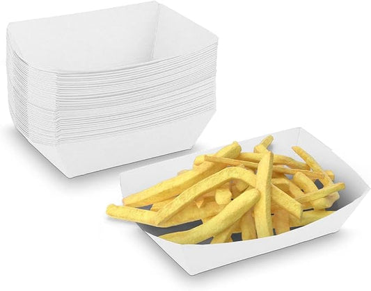 MT Products Plain White Paper Food Trays - 1 lb. Nacho Trays Disposable (Pack of 1000) - Made in The USA by MTProducts