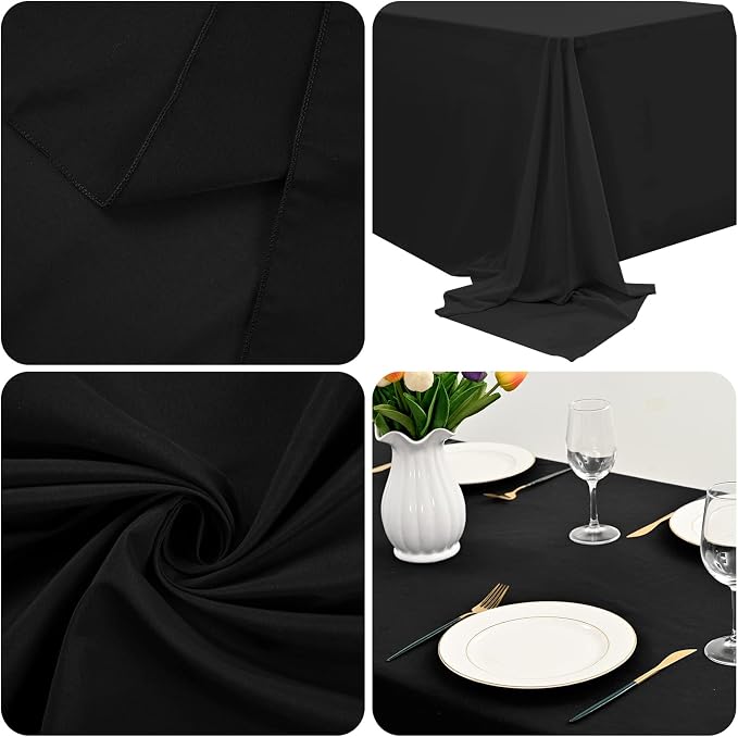 fani 6 Packs Black Tablecloth - 90 x 156 Inch for 8Ft Tables | Washable Polyester Fabric, Stain Wrinkle Resistant Rectangle Table Cloth for Wedding Banquets Parties Buffet Dining - Image 8