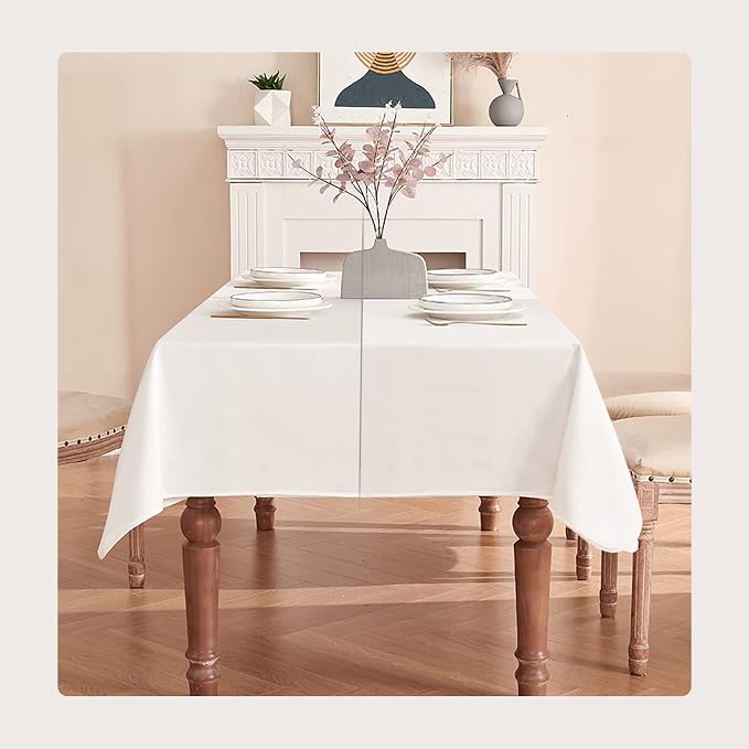 BALCONY & FALCON Rectangle Table Cloth Waterproof White 95"x55" | Rectangular Washable Wrinkle Resistant Table Cloth Linen Fabric Tablecloths for Dining Party Kitchen Wedding and Outdoor Use - Image 5