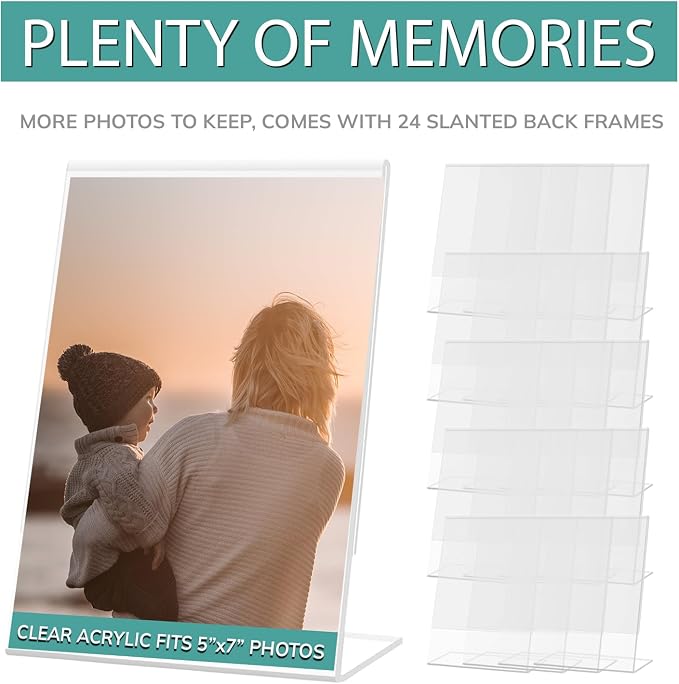 PBF 5x7 Acrylic Sign Holder | Vertical Stand Up Slanted Display | Clear Picture Frame, Menu Table Top Stand, Plastic Flyer Holder (96-Pack) - Image 6