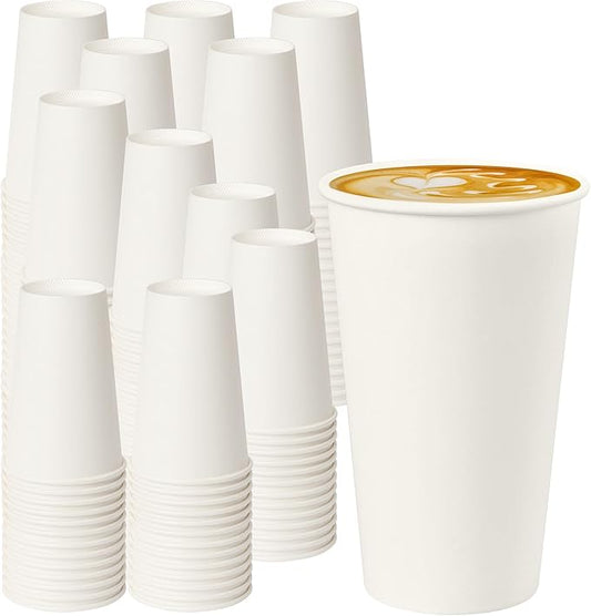 16 oz 500 Pack White Disposable Paper Coffee Cups, Hot/Cold Drink Cups, Bulk Plain Coffee Cups by ECOEXTRA