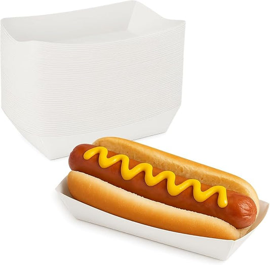 MT Products White Paper Hot Dog Tray/Plate - (Standard Size) Disposable Food Trays (Pack of 1000) - Made in USA by MTProducts