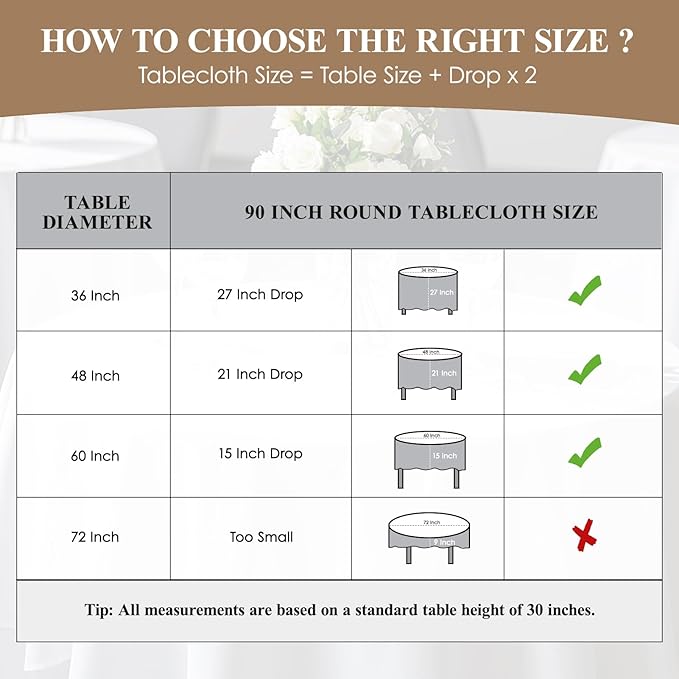 6 Pack White Round Tablecloths 90 Inch for Dining Tables | Washable Decorative Linen Polyester Table Cover for Banquets Buffets Parties and Weddings - Image 2