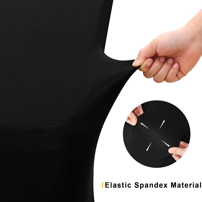 Smiry 10 Pack Spandex Table Cloth 8FT, Elastic Fitted Black Tablecloth - Image 4