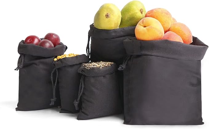 Cotton Muslin Bags, Single Drawstring Premium Quality Eco Friendly Black Reusable Muslin Bags. Pack of 100. (8x10 Inches) by BIGLOTBAGS
