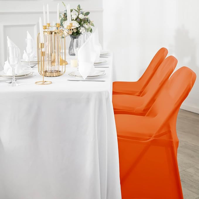 Spandex Chair Cover,25PCS,Living Room Folding Chair Covers,Removable Chair Covers Washable Protector Stretch Chair Cover for Party, Banquet,Wedding Event,Hotel(Orange) - Image 7