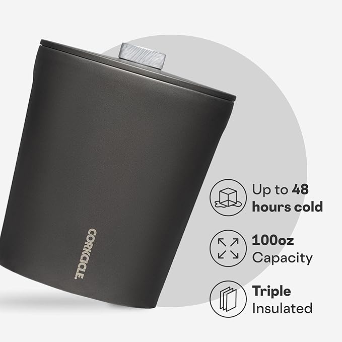 Corkcicle Insulated Ice Bucket with Lid - Stainless Steel - Summer Gift - 100 oz - Ceramic Slate