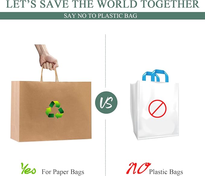 GSSUSA Brown Paper Bags with Handles, Large Gift Bags 16x6x12 Inch, 25 Pack | Sturdy Kraft Shopping Bags for Small Business, Grocery, Food Service, Takeout, Boutique, Retail, and Gift Packaging. - Image 5