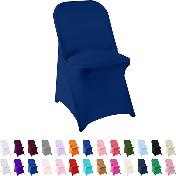 Spandex Chair Cover,25PCS,Living Room Folding Chair Covers,Removable Chair Covers Washable Protector Stretch Chair Cover for Party, Banquet,Wedding Event,Hotel(Classic Blue) by AlGaiety