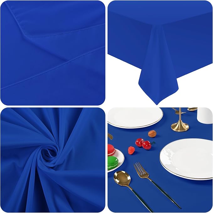 fani 10 Packs Royal Blue Tablecloth - 60 x 126 Inch for 8Ft Tables | Washable Polyester Fabric, Stain Wrinkle Resistant Rectangle Table Cloth for Wedding Banquets Parties Buffet Dining - Image 7