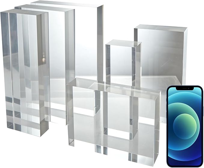 CiaoHER 2in Thickness Solid Acrylic Cube Display Block 2" x 3" x 9" | Clear Polished, Pedestal Stand Riser, Solid Base, 1 Pack - Image 6