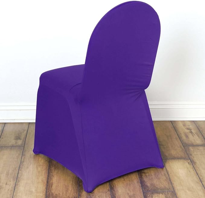 Efavormart Spandex Stretch Purple Chair Covers 50 PCS Universal Banquet Chair Covers for Party Dining with Foot Pockets Washable Wedding Chair Slip Covers for Outdoor - Image 3