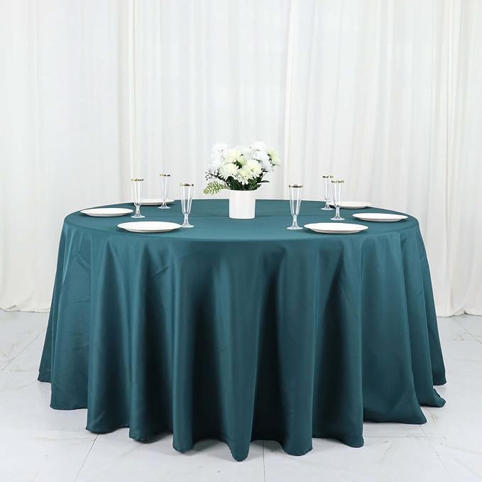 Tableclothsfactory 10PCS | 120" Wholesale Round Tablecloth Polyester Round Table Linens for Wedding Party Banquet Restaurant - Peacock Teal for Party & Decorations by TABLECLOTHSFACTORY