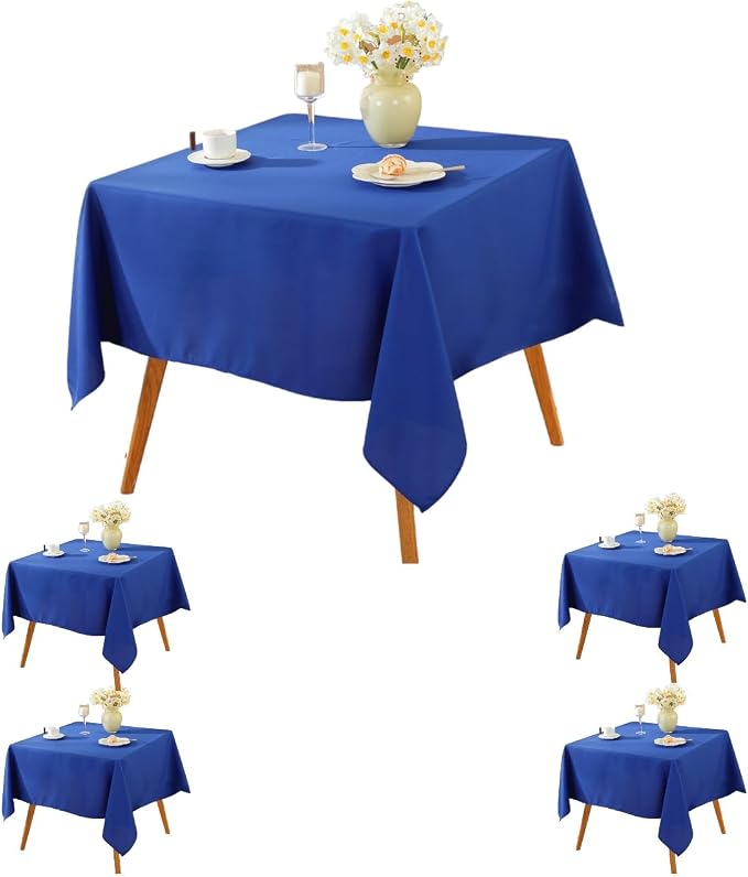 5 Pack Square Tablecloth 70 x 70 Inch Royal Blue Tablecloth, Polyester Fabric Washable Table Cloth for Home, Party, Wedding or Restaurant Use. by CraftAndParty