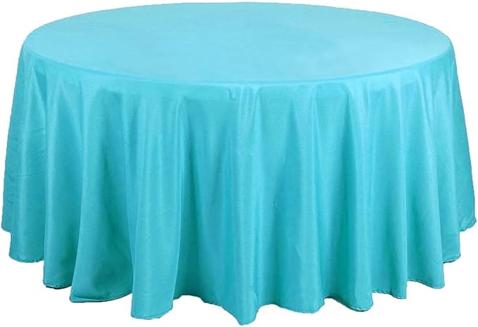 10 pcs 132 inch Turquoise Round Polyester Tablecloths Fabric Table Cover Linens | 132" Washable Fabric Table Cloth Covers for Wedding Party Polyester Reception Buffet Events Catering Dining Kitchen by BalsaCircle