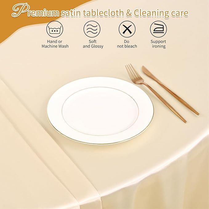 YMHPRIDE 6 Packs Satin Tablecloth 120 inch Champagne Round Tablecloths, Overlay Satin Table Cover Bright Silk Tablecloth Smooth Fabric Table Decoration for Wedding Party Banquet Events