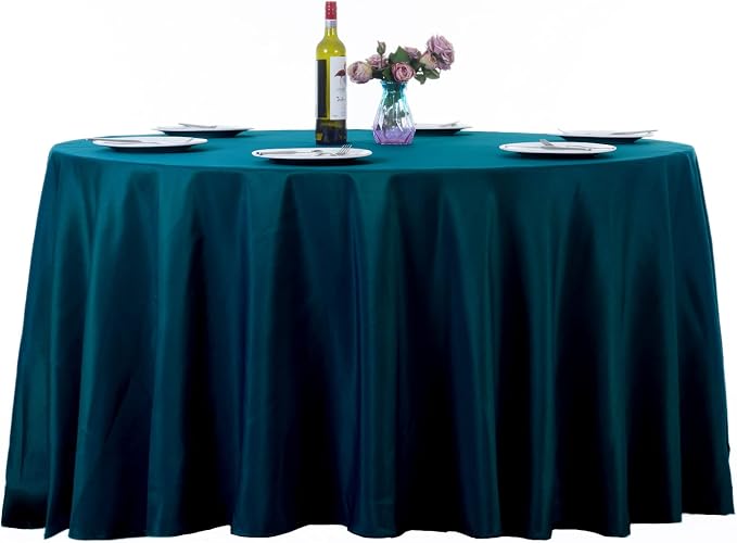 Ascoza 2pack 132 Inch Peacock Blue Round Tablecloth in Washable Polyester Fabric for Wedding/Banquet/Restaurant/Parties… by Ascoza