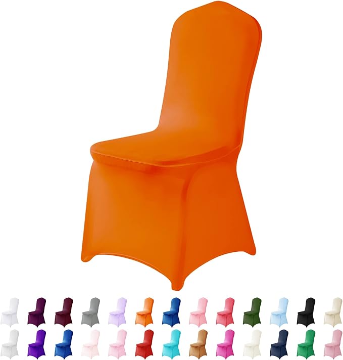 Spandex Chair Covers, 12PCS, Washable Protector for Living Room, Party, Banquet, Wedding, Hotel (Orange) by AlGaiety
