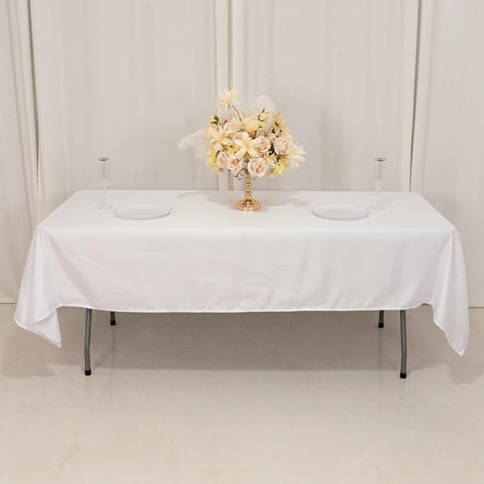 Efavormart White Seamless Lamour Satin Rectangle Tablecloth - 60"x102"