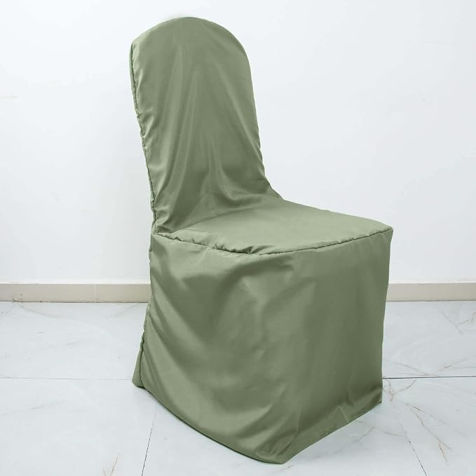 Efavormart 30PCS | Round Top Eucalyptus Sage Green Polyester Banquet Chair Covers Linen Dinning Chair slipcover for Wedding Party Event Catering - Image 2