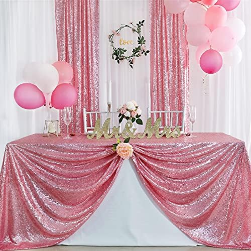 Fuchsia Pink Sequin Backdrop Curtains 4 Pcs 2ftx8ft Glitter Shimmer Fabric - Image 4