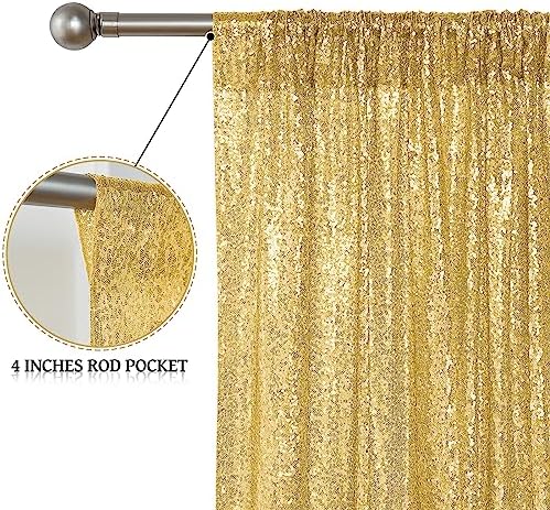 Sugargirl Gold Sequin Backdrop Curtain 4FTx8FT Glitter Gold Background Drapes Sparkle Photography Backdrop for Party Wedding Birthday Wall Decoration(1 Panel) - Image 5