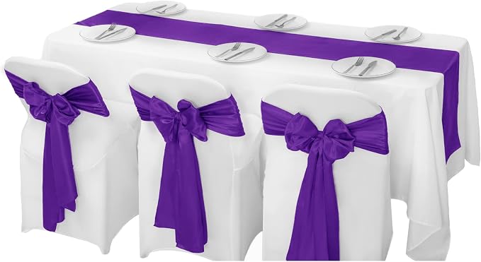 6Pack Table Runner 12 x 108 Inches Satin Silk Table Runner for Wedding, Birthday Party, Banquets, Graduations Decoration, fit Rectange and Round Table-Purple - Image 5