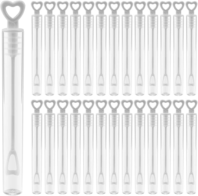 50 PCS Bubble Wand, White Heart Bubble Stick Tube Without Bubble Liquid, Wedding Bubbles Toy, Party Favors for Anniversaries, Valentine's Day, Festival Gift(No Bubble Liquid)