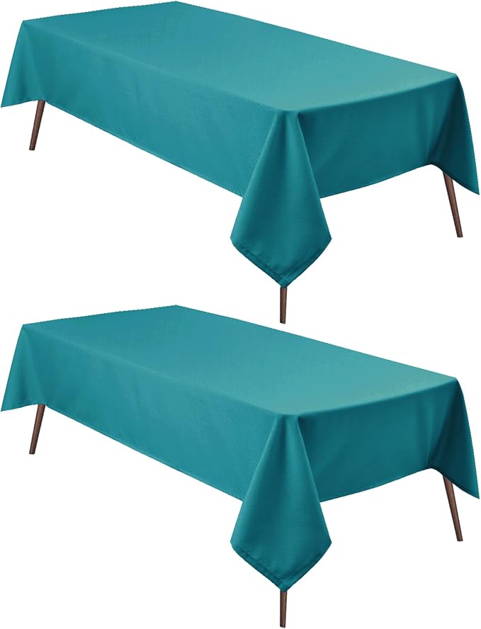 Hiasan 2 Pieces Turquoise Square Tablecloth, 30 x 30 Inch | Water Resistant, Wrinkle Resistant, Spillproof, Washable Fabric Polyester Table Cloth for Dining/Spring/Banquet/Party/Picnic by Hiasan