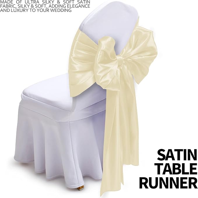 SI Pack of 30 Wedding 12 x 108 inch Satin Table Runner for Wedding, Decorations for Graduations, Engagements, Birthday Parties, Banquets, Runners fit Rectangle, Round Table - Cream - Image 3